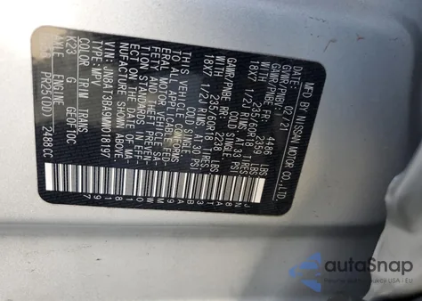 2021 Nissan Rogue Sv Fwd z USA, uszkodzony, nr VIN JN8AT3BA9MW018197